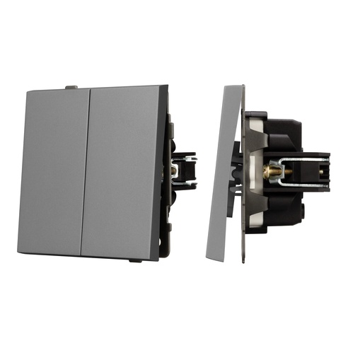 Механизм выключателя двухклавишный проходной SWT-TENDO-MKP2-PL-GR (230V, 10A) (Arlight, -)