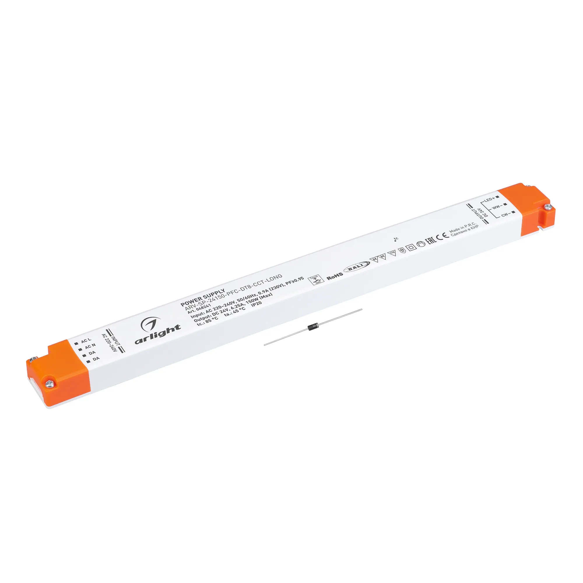 Блок питания ARV-SP-24150-PFC-DT8-CCT-LONG (24V, 6.25A, 150W) (Arlight, IP20 Пластик, 5 лет) - изображение товара