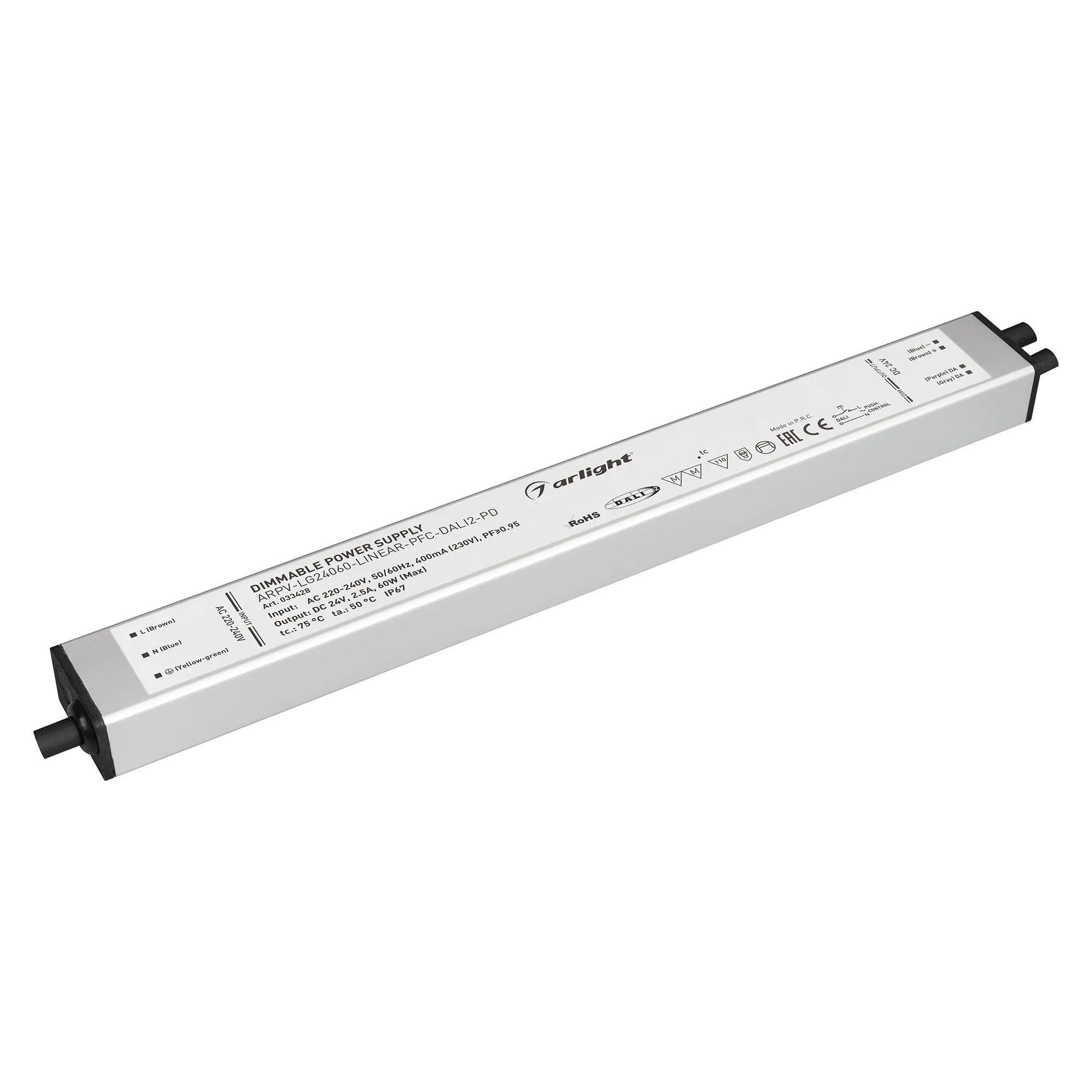 Блок питания ARPV-LG48030-LINEAR-PFC-DALI2-PD (48V, 0.625A, 30W) (Arlight, IP67 Металл, 5 лет)