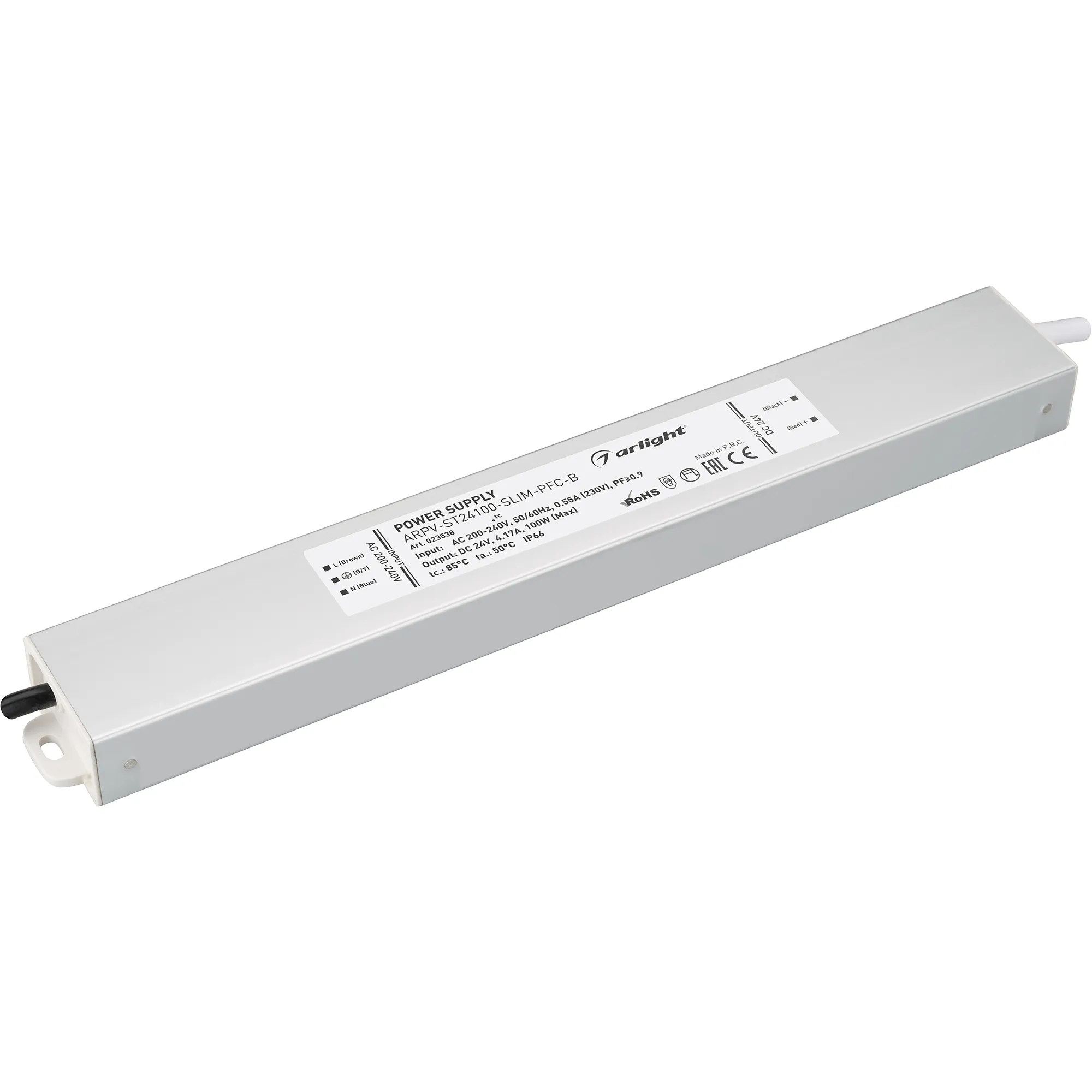 Блок питания ARPV-ST24100-SLIM-PFC-B (24V, 4.2A, 100W) (Arlight, IP67 Металл, 3 года) - изображение товара