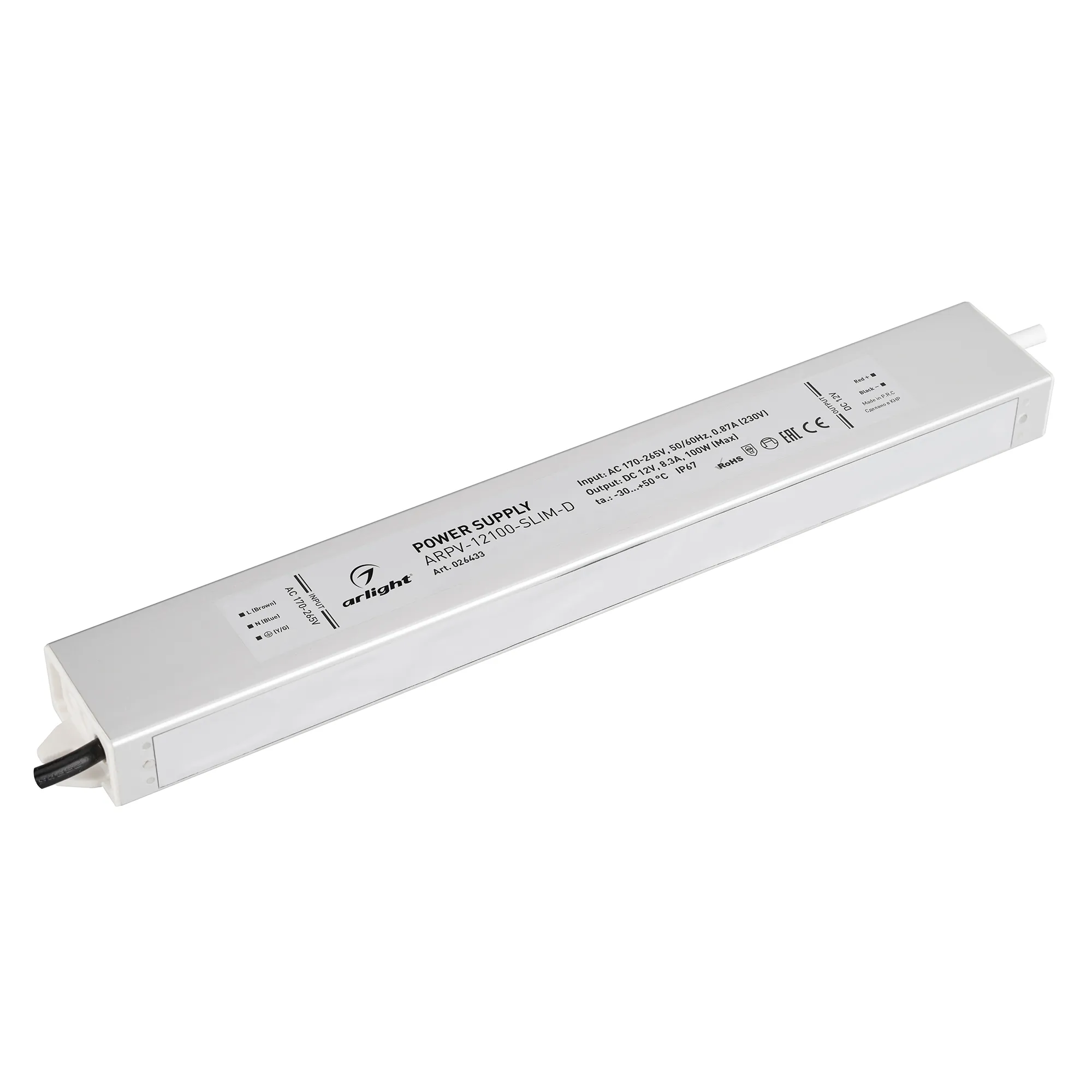 Блок питания ARPV-12100-SLIM-D (12V, 8.3A, 100W) (Arlight, IP67 Металл, 3 года) - изображение товара