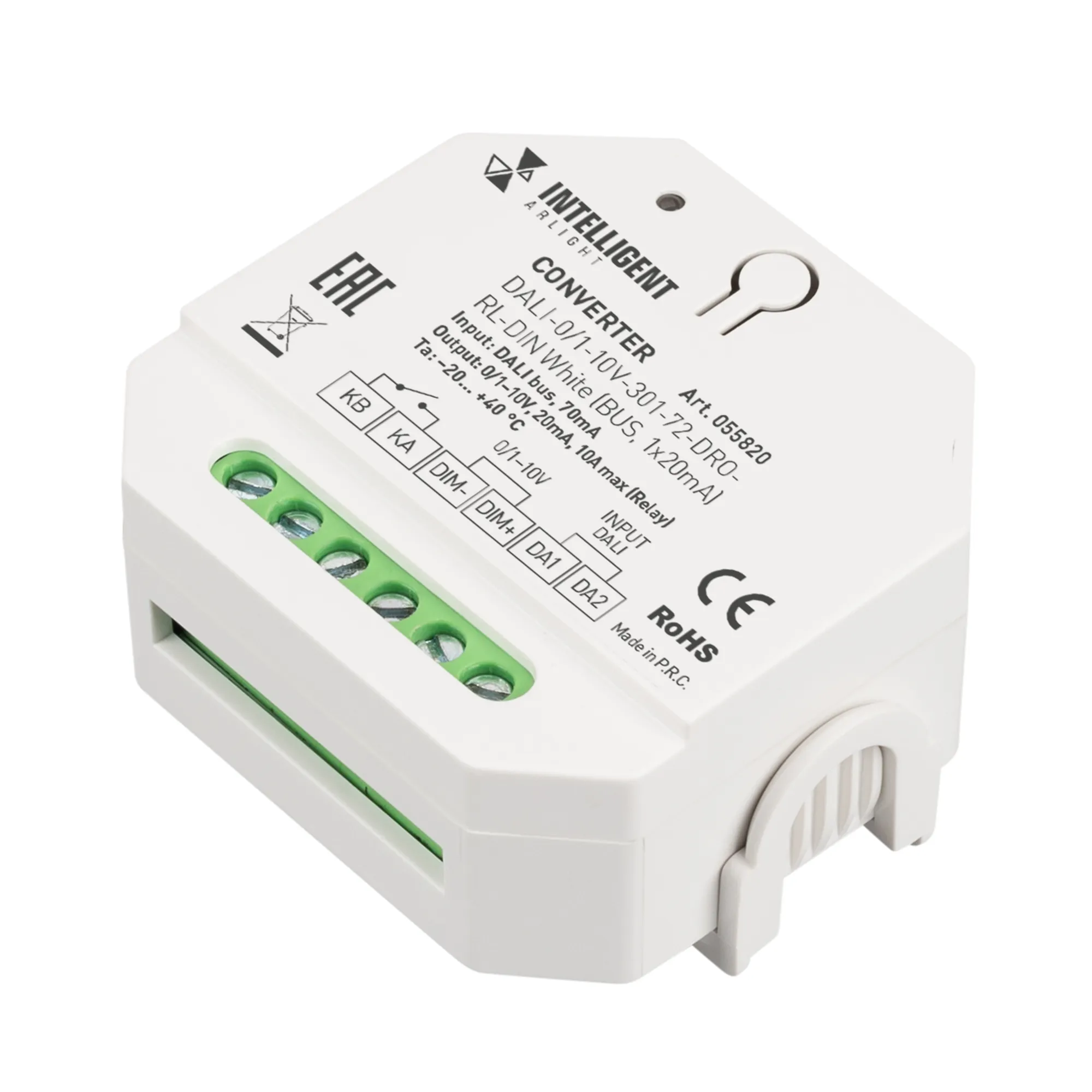 INTELLIGENT ARLIGHT Конвертер DALI-0/1-10V-301-72-DRO-RL-DIN White (BUS, 1x20mA) (IARL, IP20 Пластик, 5 лет)